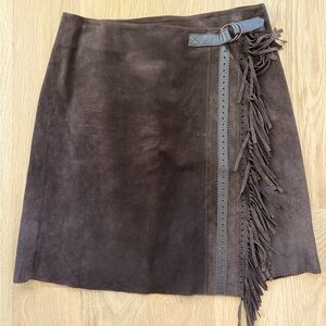 CARLISLE 100% Suede Lined Fringe Wrap Buckle Vintage Skirt Size 6